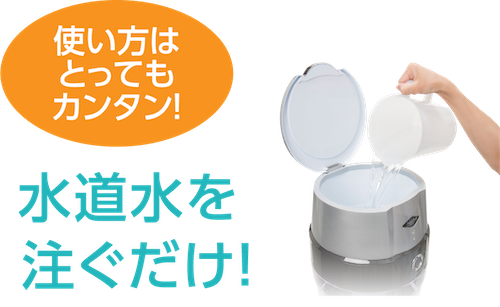 使い方はとってもカンタン！水道水を注ぐだけ！